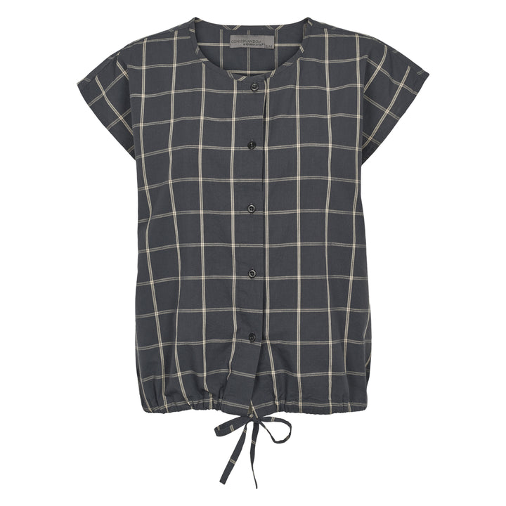 CHECK gather shirt