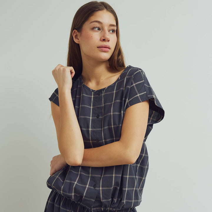CHECK gather shirt