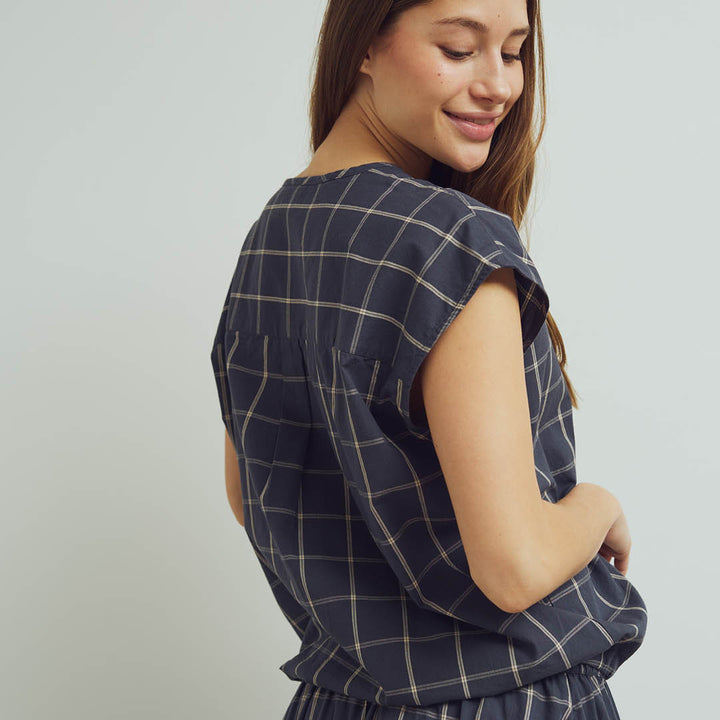 CHECK gather shirt