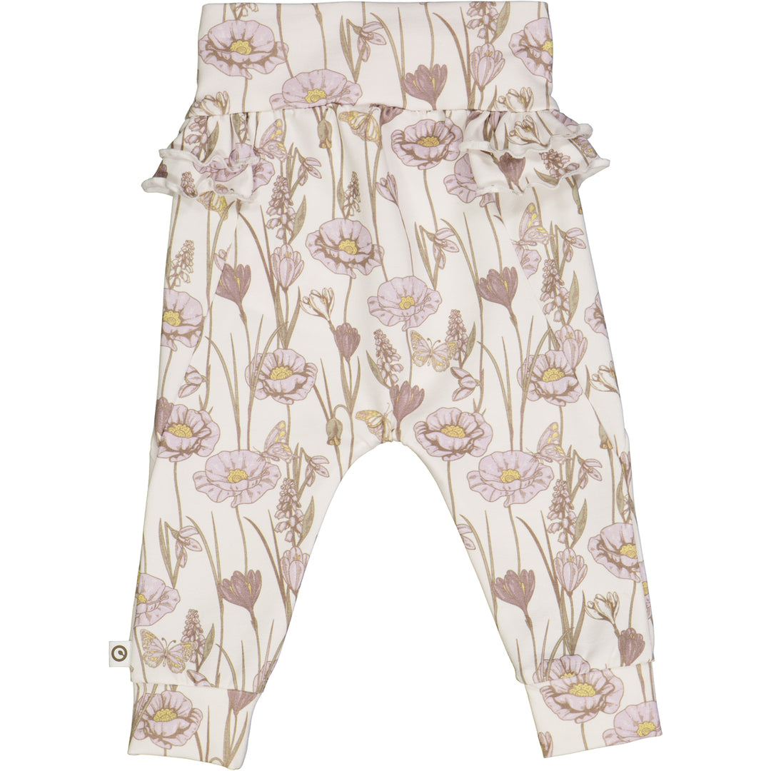 CROCUS frill pants with floralprint