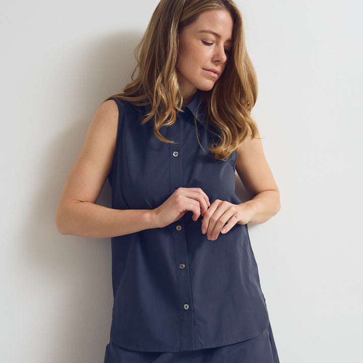 POPLIN sleeveless shirt