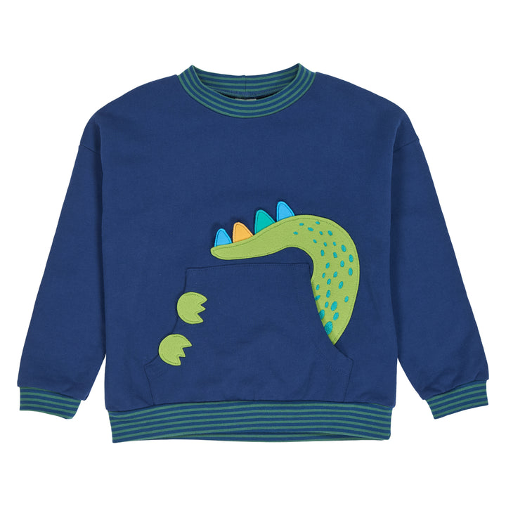 DINO pocket appliqué sweatshirt