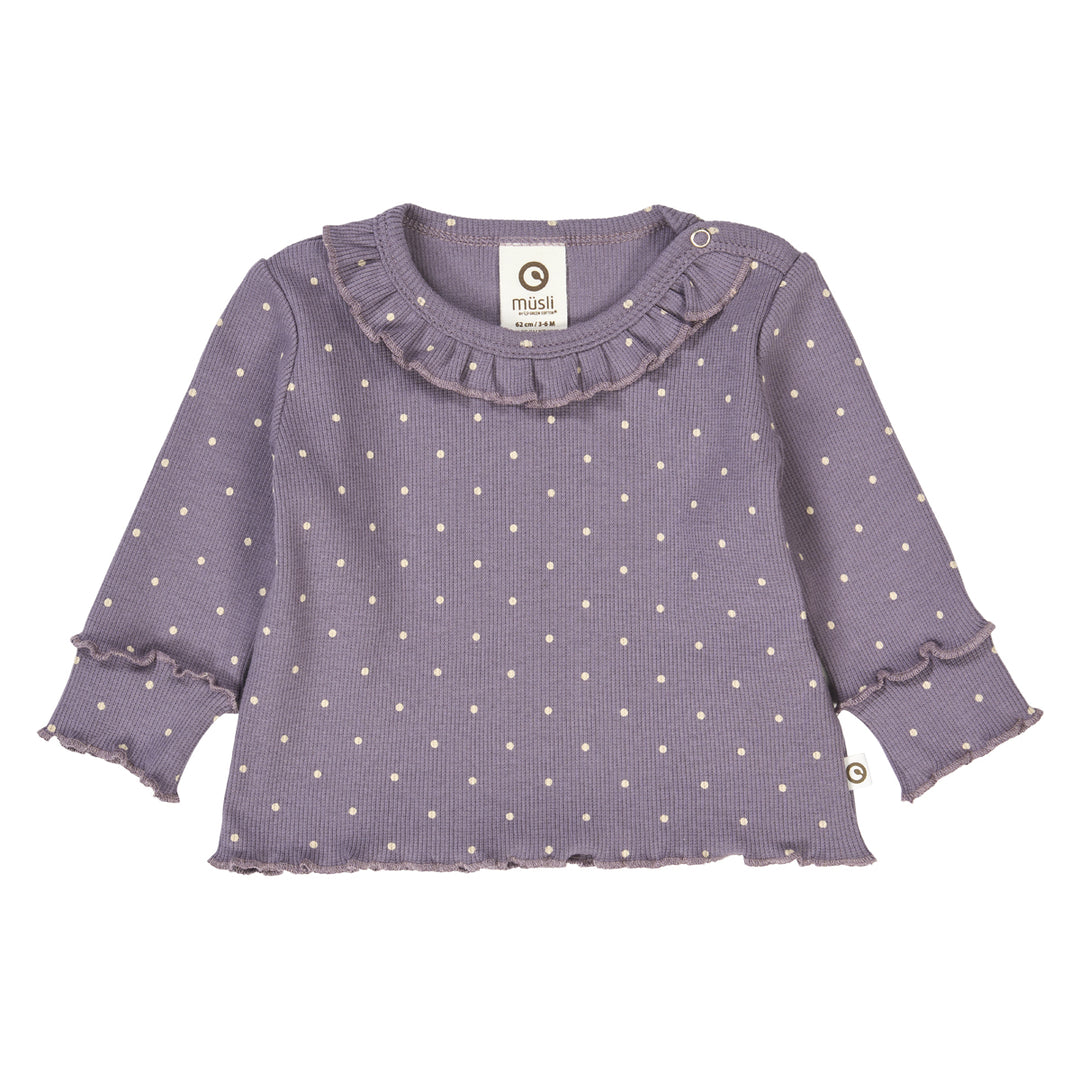 DOT rib frill collar top