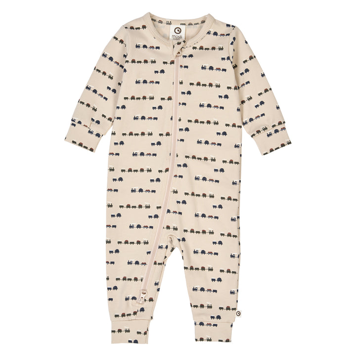 TRAIN printed zip bodysuit