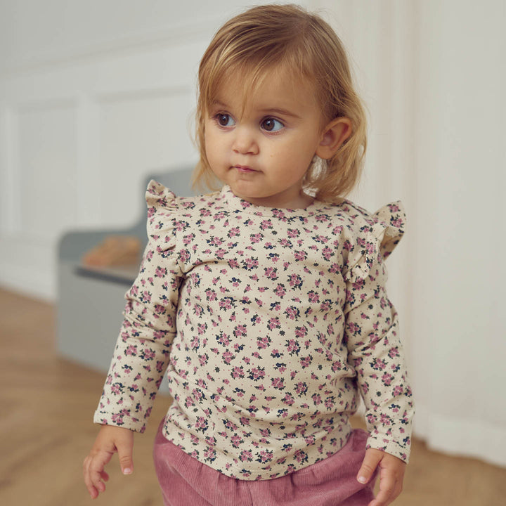 ZINNA floral printed frill top