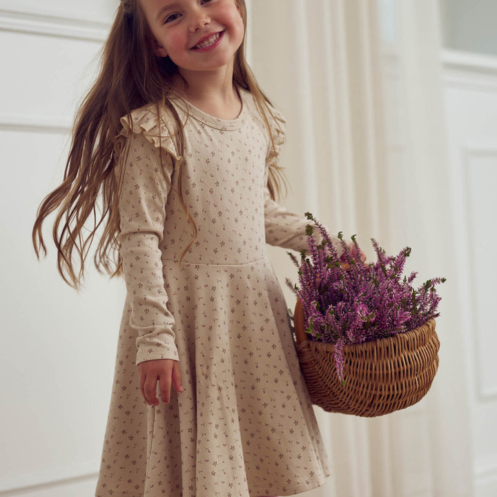 ASTER rib flowerprinted swing dress