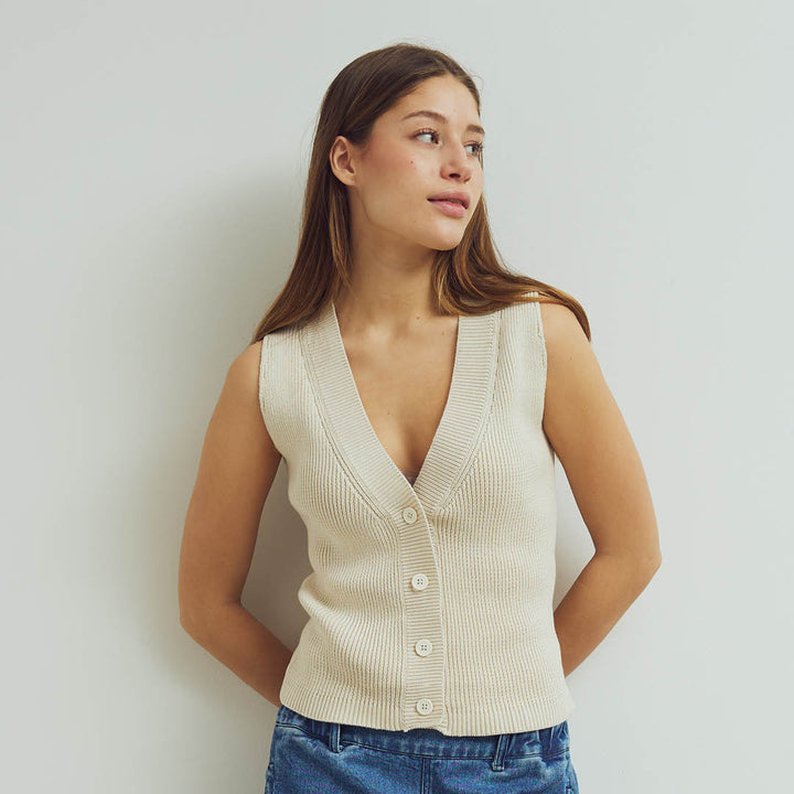 KNIT cardigan vest