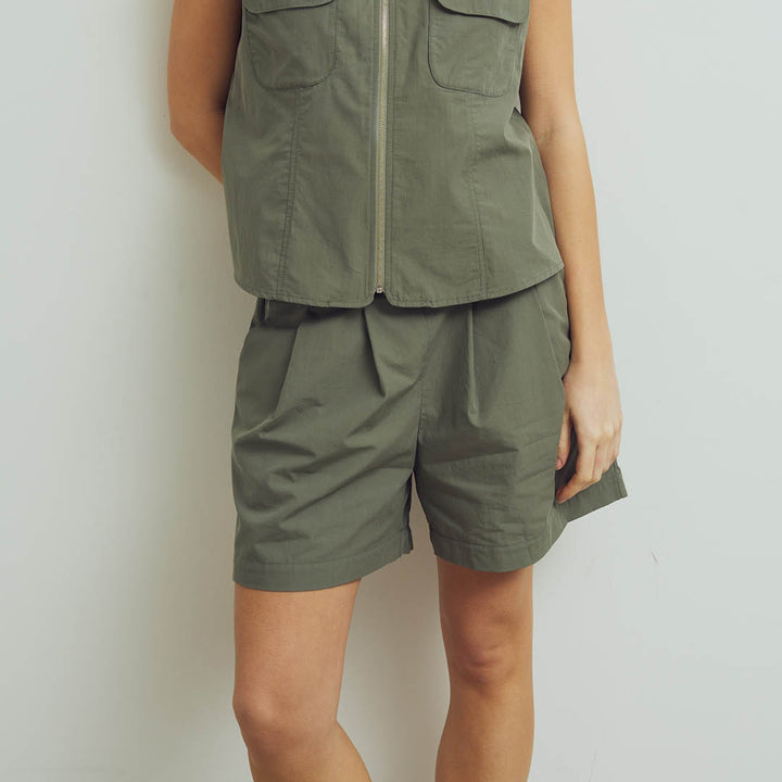 POPLIN pleat shorts