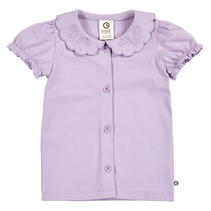 COZY ME collar puff sleeve shirt