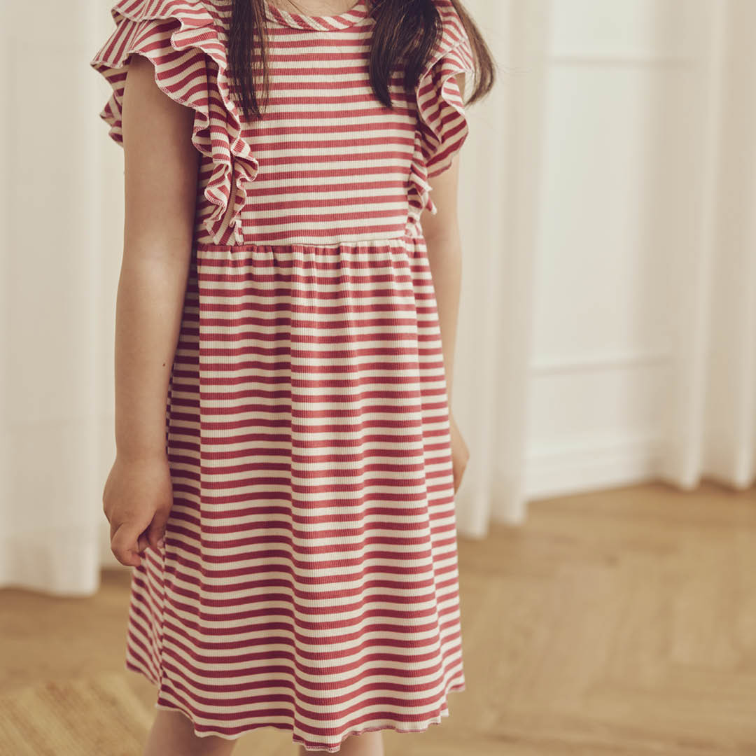 RIB STRIPE frill dress