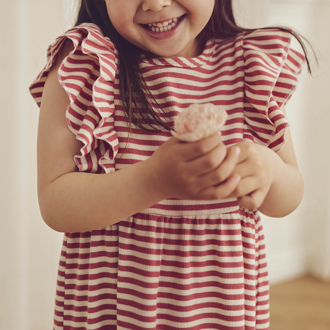 RIB STRIPE frill dress