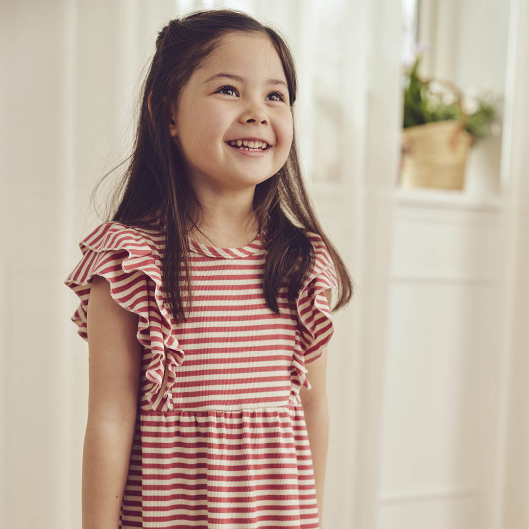 RIB STRIPE frill dress