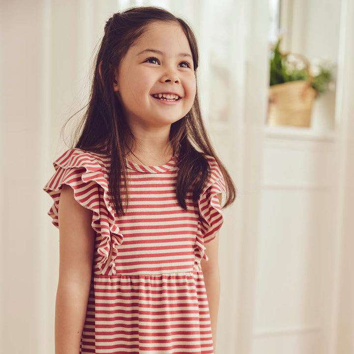RIB STRIPE frill dress