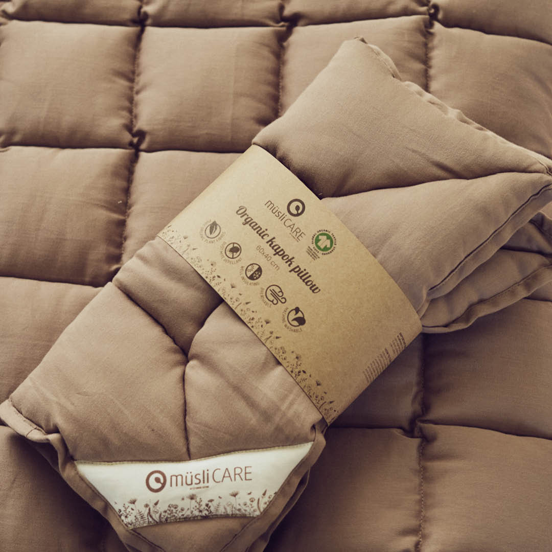 SATIN woven kapok pillow 60x40 cm