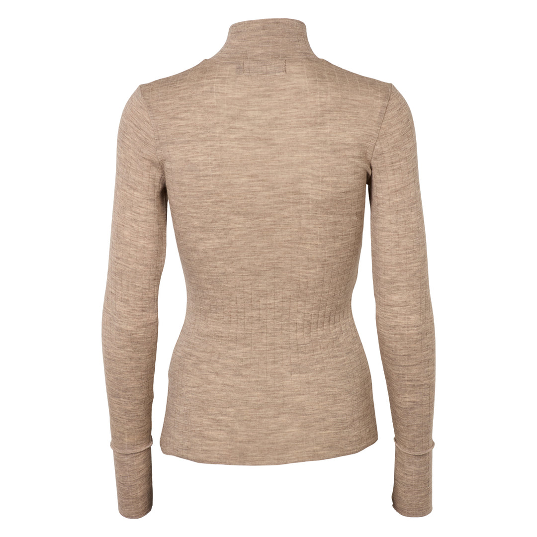 WOOL zip collar blouse