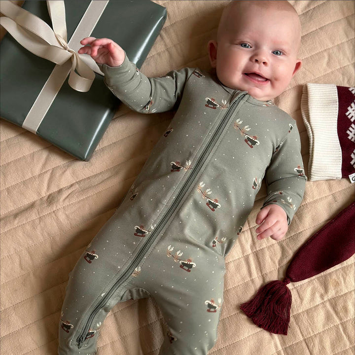 CHRISTMAS printed zip bodysuit