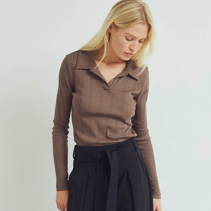 RIB longsleeve collar top