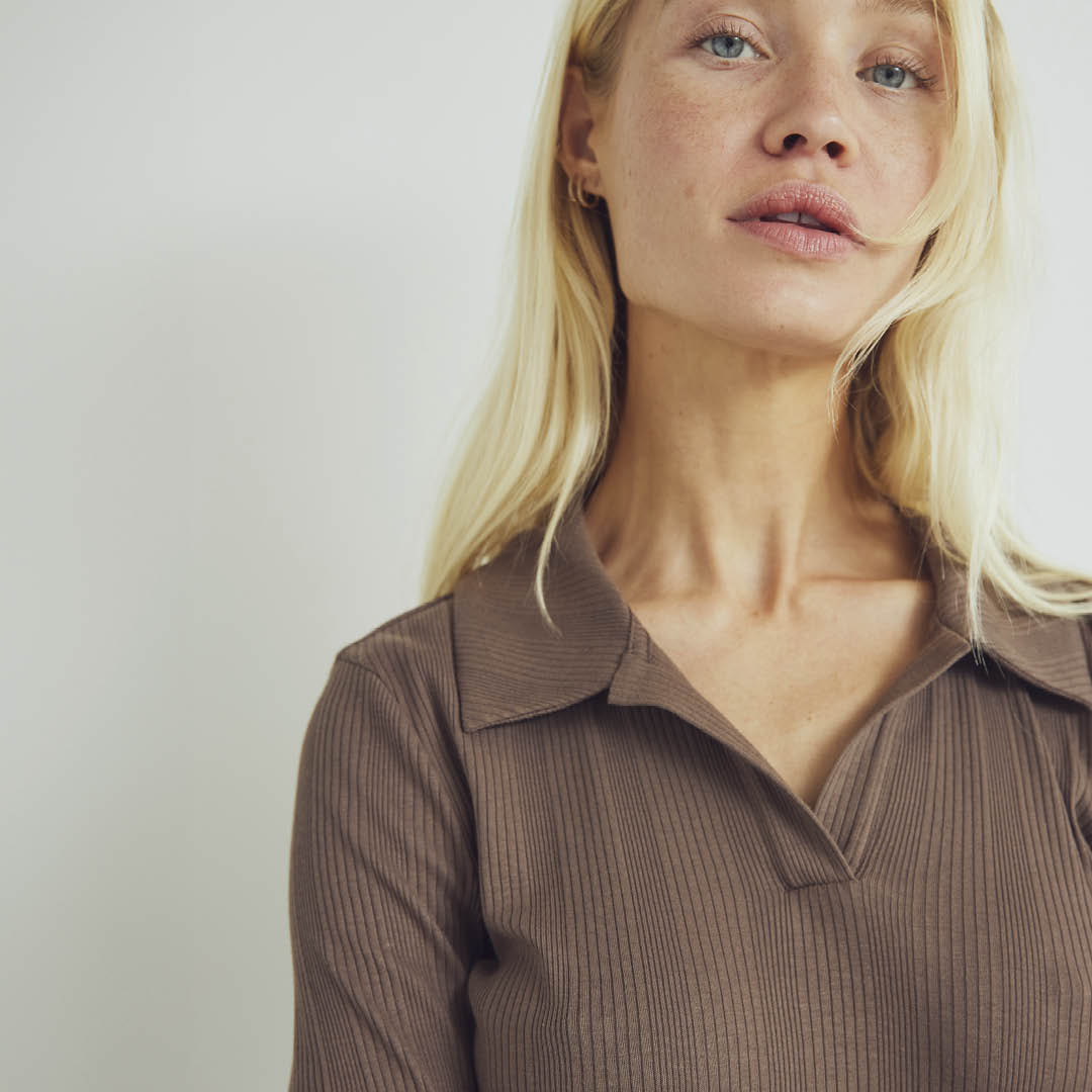 RIB longsleeve collar top