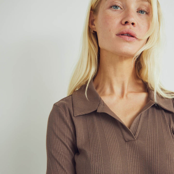 RIB longsleeve collar top