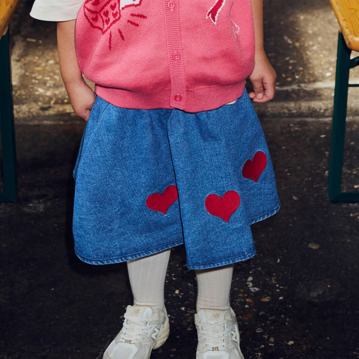DENIM swing skirt with hearts