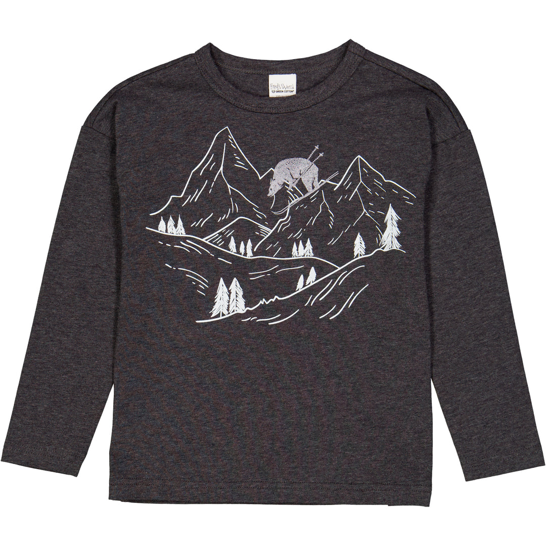 Mountain top with print