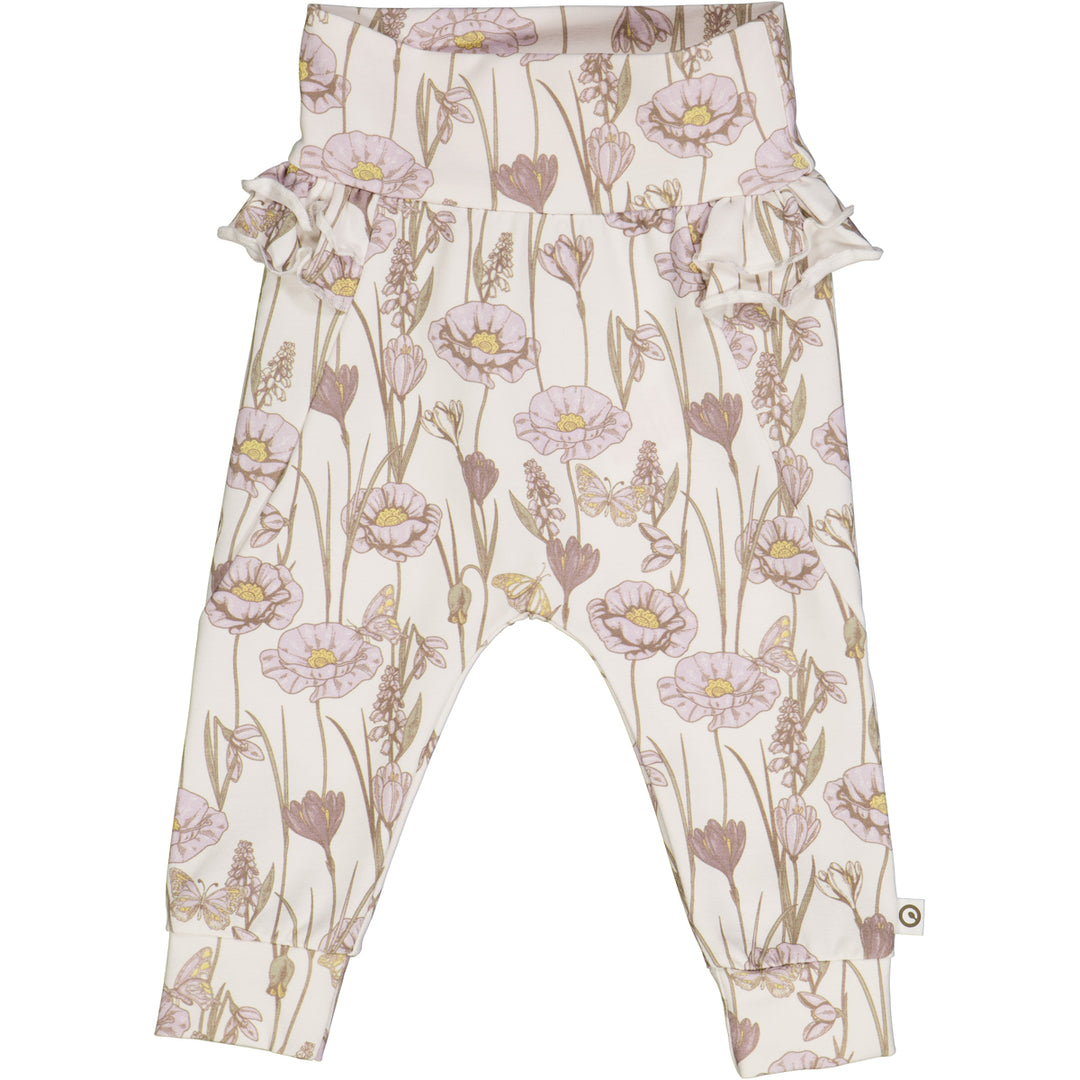 CROCUS frill pants with floralprint