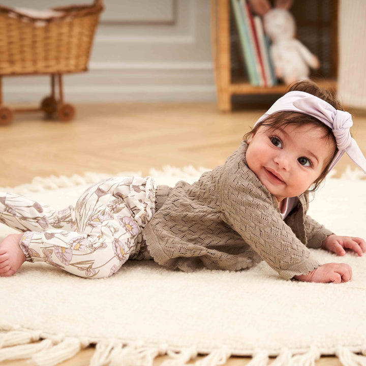 CROCUS frill pants with floralprint