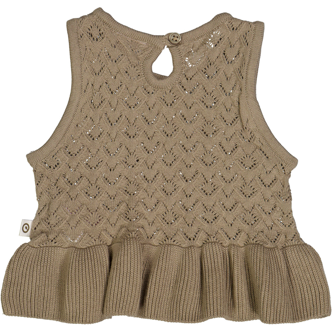 KNIT NEEDLE OUT Frill vest with peplum